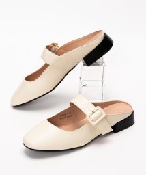 SVEC(シュベック)/パンプス かかとなし 黒 ミュール サンダル 履きやすい 靴 ヒール 2.5cm 太ヒール ブランド ストラップパンプス オフィスカジュアル おしゃれ かわいい/オフホワイト