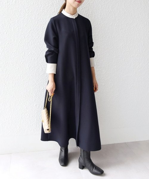 SHIPS any WOMEN(シップス　エニィ　ウィメン)/SHIPS any:〈洗濯機可能〉ダブルクロス Aライン シャツワンピース［NAVY BLUE］/ネイビー