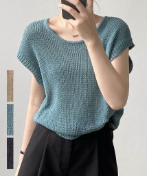 ARGO TOKYO(アルゴトウキョウ)/Summer Mesh Knit Tops 25069 サマーメッシュニットトップス　メッシュニット　ニットトップス　シアーニット　シアートップス　ニットソー　/ブルー