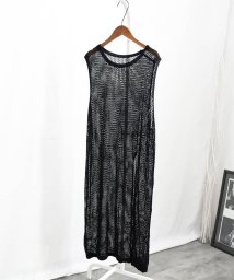 ARGO TOKYO(アルゴトウキョウ)/Summer High Slit Mesh Knt Onepiece 29073 SUMMERニット　ハイスリットメッシュニットワンピース　スリーブレス　ノース/ブラック