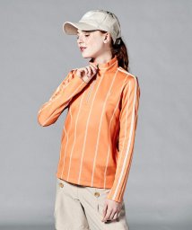 Munsingwear(マンシングウェア)/吸汗速乾リンクスストライプジップアップ長袖シャツ【アウトレット】/オレンジ