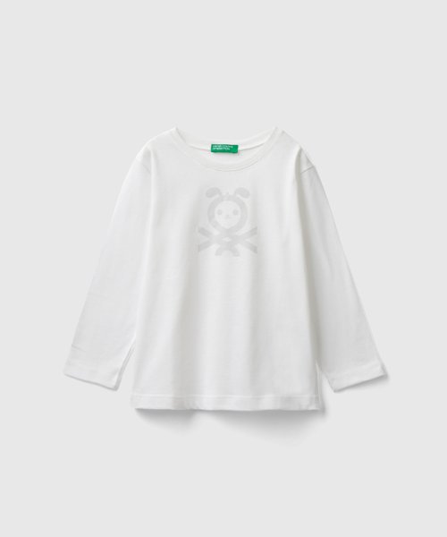 BENETTON (UNITED COLORS OF BENETTON BOYS)(ユナイテッド　カラーズ　オブ　ベネトン　ボーイズ)/キッズロゴプリント長袖Tシャツ・カットソーB/ホワイト