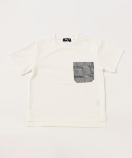 COMME CA ISM KIDS(コムサイズム（キッズ）)/グレンチェックポケット　半袖Tシャツ/ホワイト