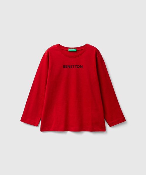 BENETTON (UNITED COLORS OF BENETTON BOYS)(ユナイテッド　カラーズ　オブ　ベネトン　ボーイズ)/キッズロゴプリント長袖Tシャツ・カットソーB/レッド