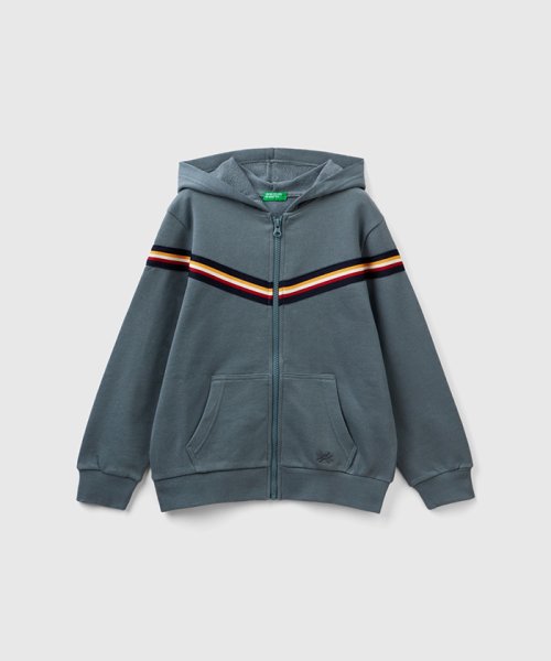 BENETTON (UNITED COLORS OF BENETTON BOYS)(ユナイテッド　カラーズ　オブ　ベネトン　ボーイズ)/キッズマルチカラーラインフードパーカーB/グレー