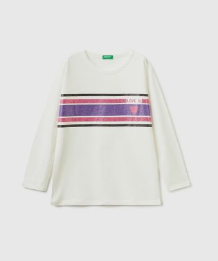 BENETTON (UNITED COLORS OF BENETTON GIRLS)/キッズフロントグリッタープリント長袖Tシャツ・カットソーG/505459158