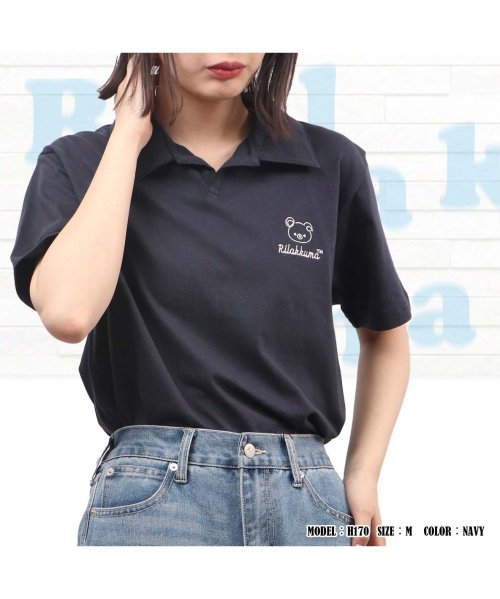 RIRAKKUMA(リラックマ)/リラックマ ポロシャツ ワンポイント Tシャツ 春夏  サンエックス Sun－x/ネイビー