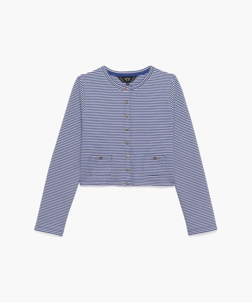 To b. by agnes b. OUTLET(トゥー　ビー　バイ　アニエスベー　アウトレット)/【Outlet】WU87 CARDIGAN ボーダーショートカーディガン/ブルー