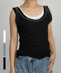 ARGO TOKYO(アルゴトウキョウ)/レイヤードシアータンク 24089 レイヤードタンク　タンクトップ　シアータンク　トップス　シアートップス　シアーTシャツ　Tシャツ　カットソー/ブラック