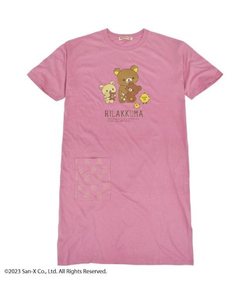 RIRAKKUMA(リラックマ)/リラックマ スーパービッグ Tシャツ 半袖 ビッグシャツ ワンピース サンエックス San－x/ピンク