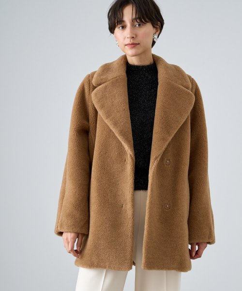 キャメルボアコクーンコート なし