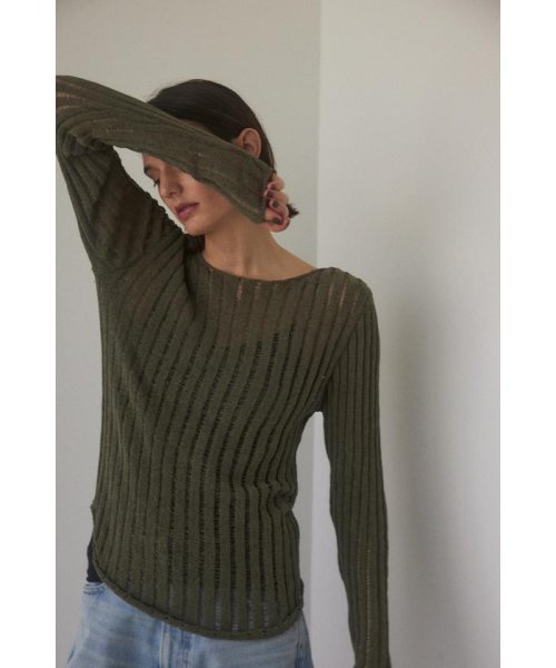 BLACK BY MOUSSY(ブラックバイマウジー)/drop needle knit tops/KHA