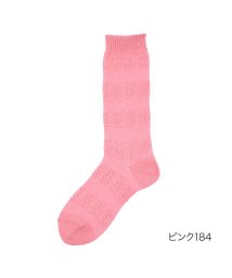 dotfukuske/福助 公式 靴下 クルー丈 レディース .fukuske by FUKUMATSU クシュっと PINK！ メッシュ ラメ ワイドヒール つま先かかと補強 日本/505471815