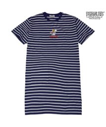  PEANUTS( ピーナッツ)/スヌーピー ボーダー ビッグTシャツ 半袖 Tシャツ 春夏 PEANUTS/ネイビー