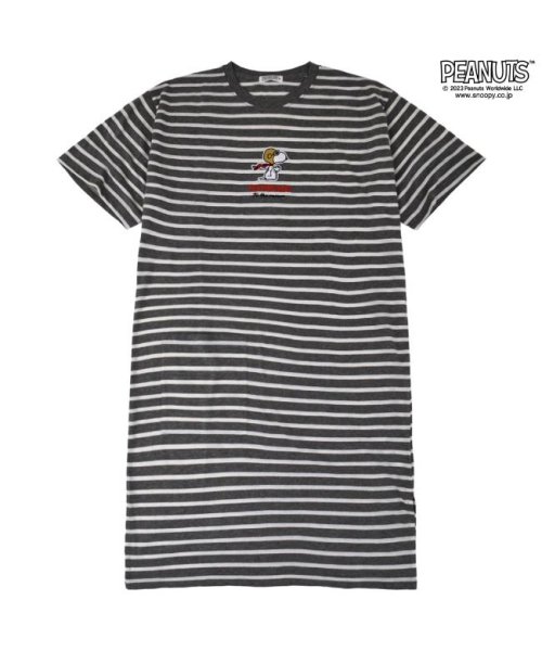 PEANUTS( ピーナッツ)/スヌーピー ボーダー ビッグTシャツ 半袖 Tシャツ 春夏 PEANUTS/ホワイト