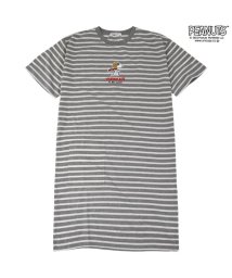  PEANUTS( ピーナッツ)/スヌーピー ボーダー ビッグTシャツ 半袖 Tシャツ 春夏 PEANUTS/杢グレー