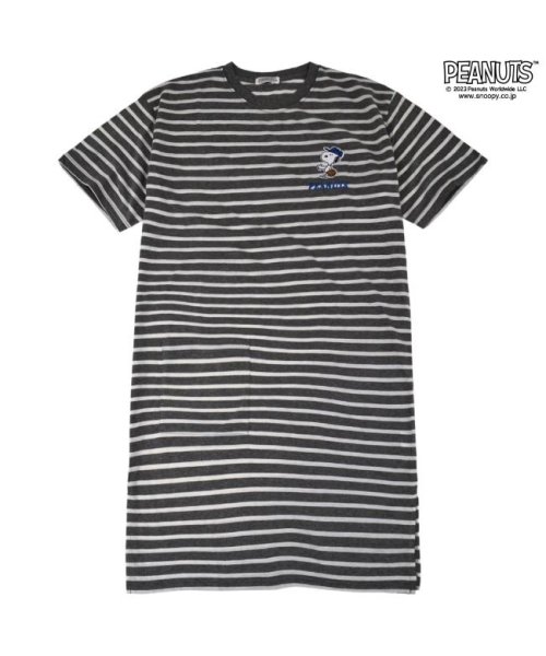  PEANUTS( ピーナッツ)/スヌーピー ボーダー ビッグTシャツ 半袖 Tシャツ 春夏 PEANUTS/ホワイト