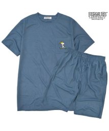  PEANUTS( ピーナッツ)/スヌーピー Tシャツ パンツ 上下 セット 半袖 巾着 プリント トップス ボトムス 部屋着 パジャマ SNOOPY PEANUTS/ブルー