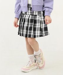 devirock(デビロック)/プリーツ ミニスカート(インナー付き) 子供服 キッズ 女の子 ボトムス スカート スカッツ 10分丈スカッツ チェック/ブラック系1