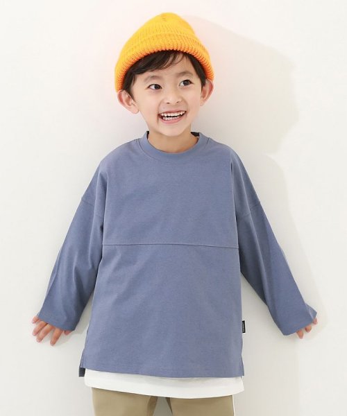 devirock(デビロック)/防汚 フットボール長袖Tシャツ 子供服 キッズ 男の子 女の子 トップス 長袖Tシャツ ロンT ストレッチ 吸汗 速乾/ダークブルー