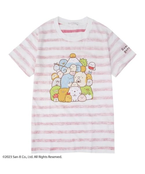 SUMIKKOGURASHI(すみっコぐらし)/すみっコぐらし キッズ ボーダーTシャツ 半袖 サンエックス 春夏 San－x/ピンク