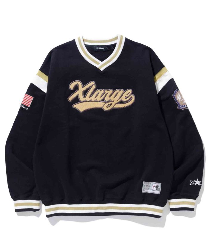 BASEBALL LOGO EMBROIDERED V NECK SWEATSHIRT(505473431) | XLARGE