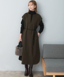 URBAN RESEARCH ROSSO(URBAN　RESEARCH　ROSSO)/キーネックベルト付ベストワンピース/KHAKIBROWN