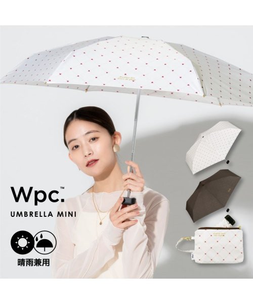 Wpc．(Wpc．)/【Wpc.公式】雨傘 クロスライン＆ハート ミニ 50cm 晴雨兼用 傘 レディース 折りたたみ傘/オフ