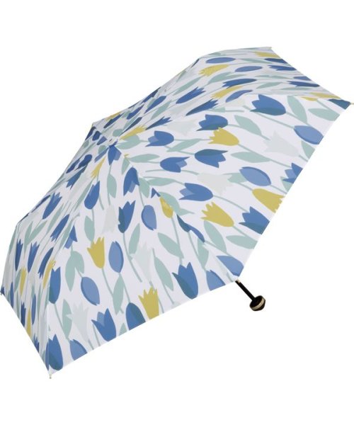 Wpc．(Wpc．)/【Wpc.公式】雨傘 ブルーミングチューリップ ミニ 50cm 晴雨兼用 傘 レディース 折りたたみ傘/ブルー
