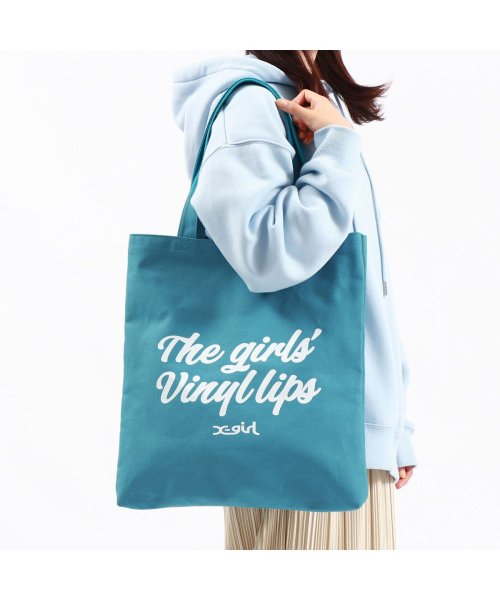 X-girl(エックスガール)/エックスガール トートバッグ X－girl VINYL LIP FACE CANVAS TOTE BAG トート 持ち手 肩掛け 縦型 105232053005/ブルー