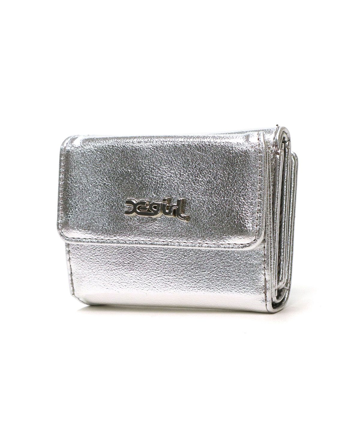 X-girl エックスガール METALLIC FAUX LEATHER MINI WALLET 三つ折り 