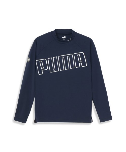 PUMA(PUMA)/メンズ ゴルフ ストレッチ ビッグ プーマ ロゴ モックネック シャツ 長袖/DEEPNAVY