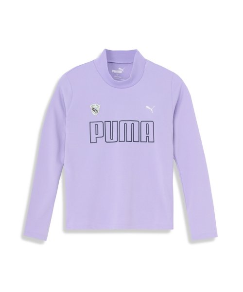 PUMA(プーマ)/ウィメンズ ゴルフ ストレッチ ビッグプーマロゴ モックネックシャツ 長袖/VIVIDVIOLET