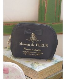 Maison de FLEUR(メゾンドフルール)/リボンサテンラウンドポーチ/ブラック