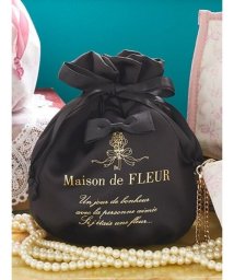 Maison de FLEUR(メゾンドフルール)/リボンサテン巾着/ブラック