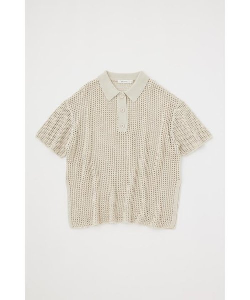 moussy(マウジー)/MESH S/S POLO ニットトップス/O/WHT1