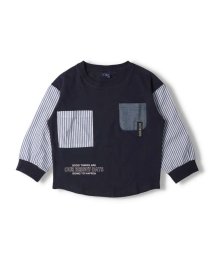 Crescent(クレセント)/【子供服】 crescent (クレセント) ストライプ配色長袖Ｔシャツ 80cm～130cm N50801/ネイビー