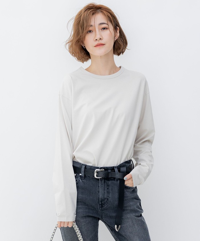 23区 コットンベアジャージー ロングTシャツ 大好評素材/洗える】コットンベアジャージー ロング Tシャツ（T