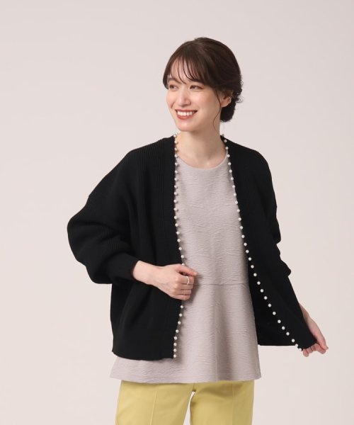 フェイクパ-ル使い畦編みニットカーディガン(505478285) シューラルー/ドレスキップ(SHOO・LA・RUE DRESKIP) MAGASEEK RUE de la MODE ファー付きカーディガン レディースL