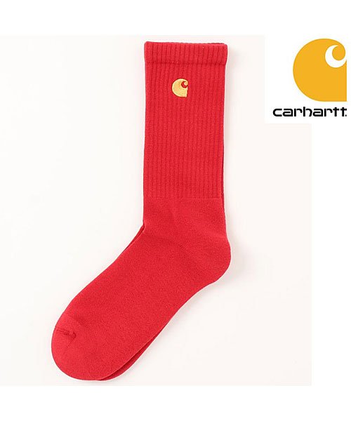 TopIsm(トップイズム)/Carhartt カーハート ワンポイントチェイス メンズ ソックス 靴下 下着 インナー/レッド