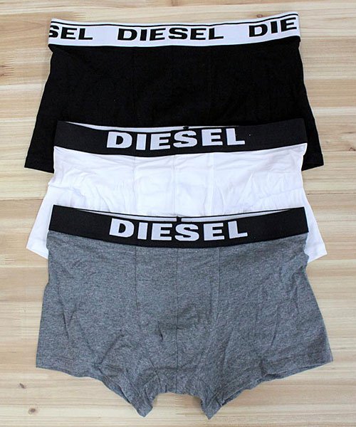 TopIsm(トップイズム)/DIESEL ディーゼル 3P 3枚セット メンズ ボクサーパンツ トランクス ストレッチ 下着 アンダーウェア インナーウェア/ホワイト