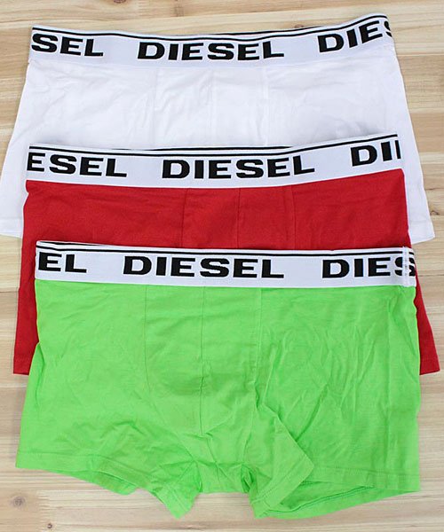 TopIsm(トップイズム)/DIESEL ディーゼル 3P 3枚セット メンズ ボクサーパンツ トランクス ストレッチ 下着 ブランド アンダーウェア インナーウェア/ホワイト