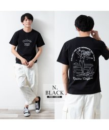  GENELESS(GENELESS)/tシャツ メンズ 半袖 綿100 半袖tシャツ 夏 バックプリント Tシャツ Uネック インナー トップス クルーネック コットン 白 黒 全10色 シンプル/ブラック