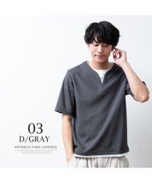  GENELESS/tシャツ メンズ 半袖 フェイクレイヤード キーネック 重ね着風 おしゃれ ゆったり 半袖tシャツ/505479677