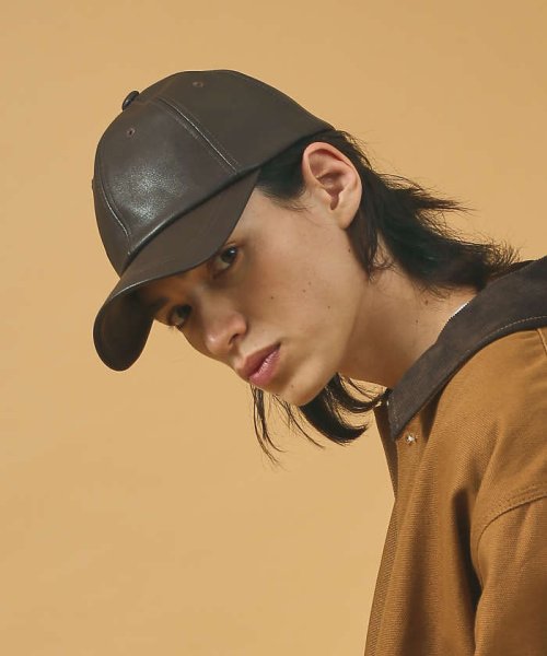 ABAHOUSE(ABAHOUSE)/【RUBEN/ルーベン】FAKE LEATHER CAP/フェイクレザーキャップ/ブラウン