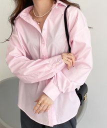 GeeRA(ジーラ)/パール調釦オーバーサイズシャツ/ピンク