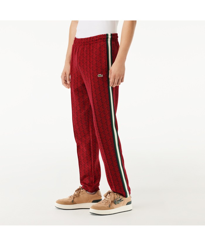 【美品】ラコステ　モノグラム　トラックジャージ　セットアップ　赤 美品 LACOSTE モノグラムトラックジャージセットアップ赤