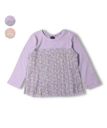 Crescent(クレセント)/【子供服】 crescent (クレセント) 小花柄プリーツ長袖Ｔシャツ 90cm～130cm N60805/ラベンダー