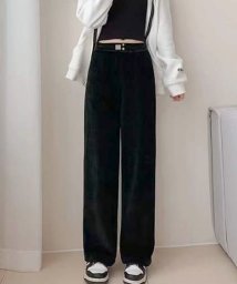 Dewlily/コーデュロイワイドパンツ 韓国ファッション 10代 20代 30代 脚長効果 ハイウエスト ウエストゴム ゆったり シンプル 大人 きれいめ/505481825