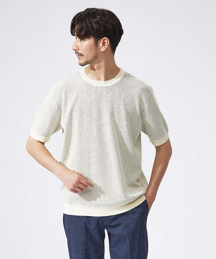 ABAHOUSE(ABAHOUSE) |針抜き プレーティング ニットTシャツ(505482000